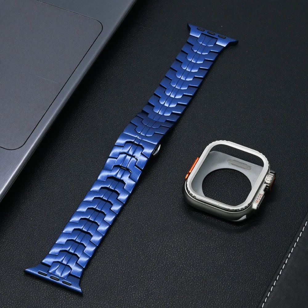 Roestvrij stalen band voor Apple Watch-band 49 mm 46 mm 45 mm 44 mm Vlindergesp Link-armband + kast Iwatch 10 9 8 7 6 5 Se Ultra: Steenkool zwart / 14mm