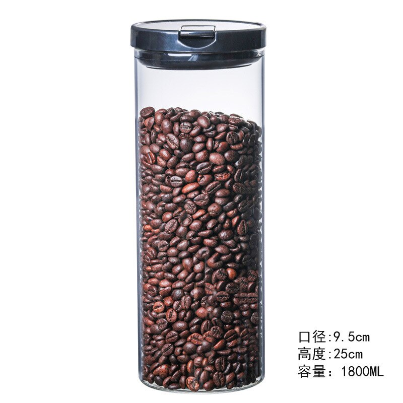 High borosilicate glass sealed jars for miscellaneous foods tea cans storage jars household storage bottles storage jars bottles: 95-250(black cover)