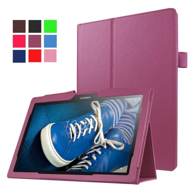 Funda para Lenovo Tab E10 TB-X104F 10,1 pulgadas Funda protectora para Funda Lenovo Tab E10 10,1 "Tablet Flip soporte + pluma: Purple