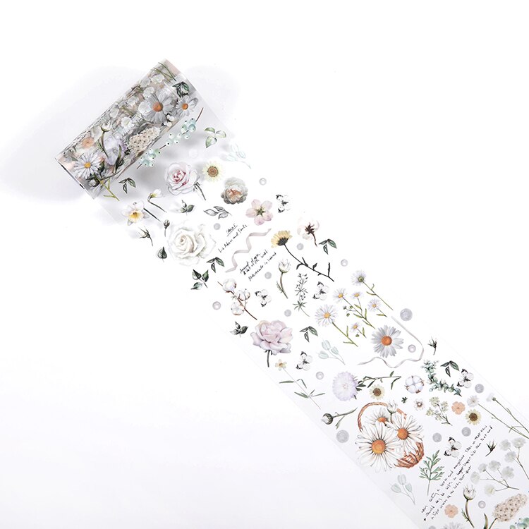 10cm*3m, botanical illustration diary paper tape PET transparent tape DIY scrapbook label label masking tape: E