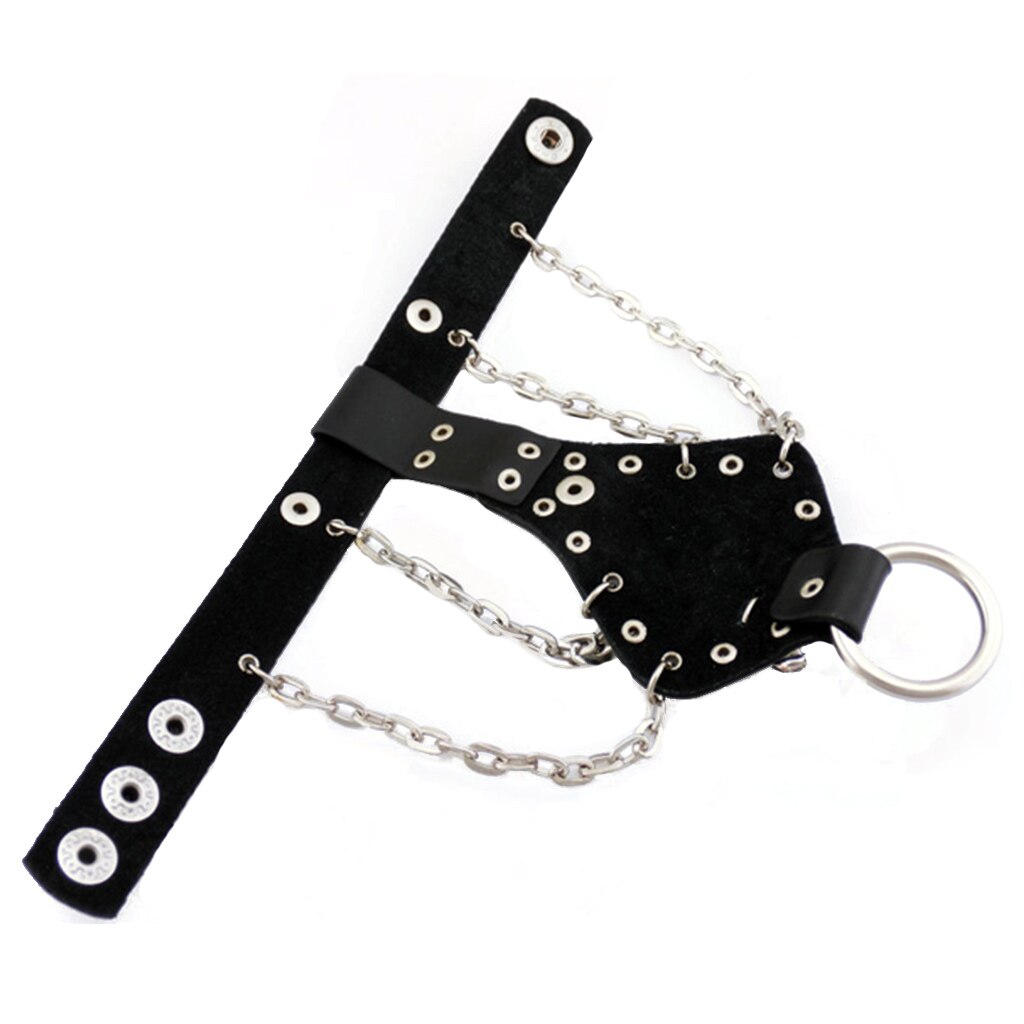Uomo Donna Unisex Punk Rock In Pelle Nera Del Cranio Del Braccialetto A Catena