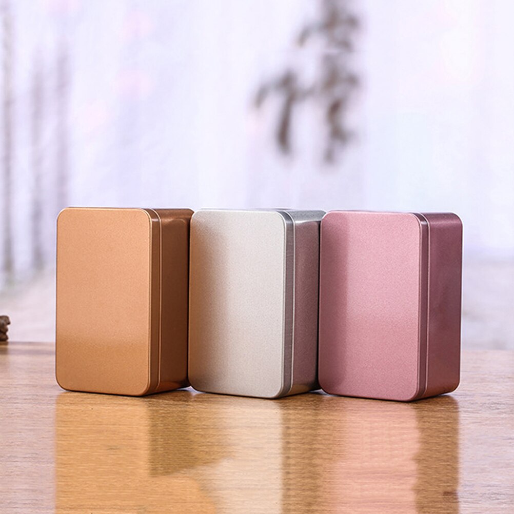 Rechthoekige Blikken Doos Mini Draagbare Thee Blad Opslag Container Snoepjes Organizer Huis Opbergdoos-13x8x6 cm