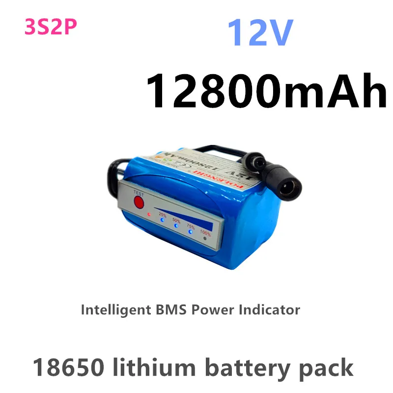 BMS 12.6V 12800mAh 3S2P 18650 Li-Ion Battery Pack with Power Indicator