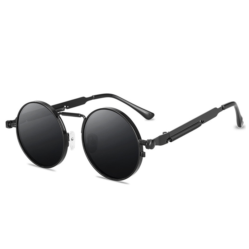 Gafas de Sol de estilo Punk Vintage de Metal para hombre, Gafas de Sol redondas Retro Y2K Cyberpunk para Mujer, Gafas de , Gafas Sol para Mujer UV400: Negro / Verde