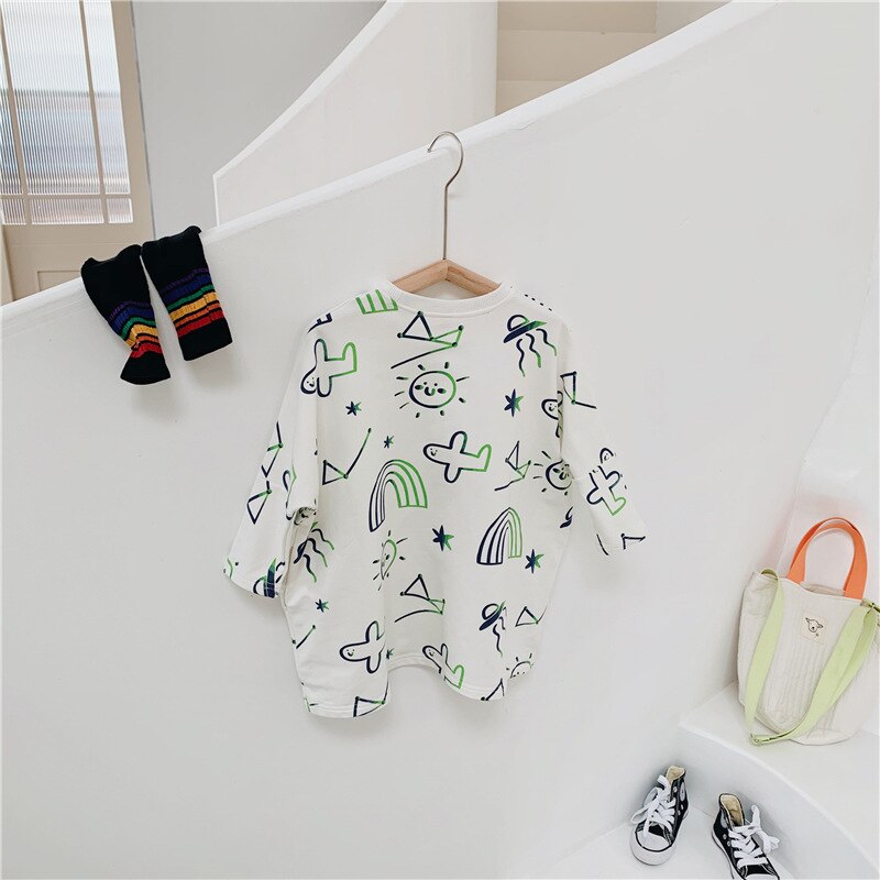 5122 di Vendita calda Bambini T-camicia Autunno Nuovo Manica Lunga Della Ragazza Del Fumetto Lunga T camicia 2-9 Anni superiore per Bambini vestiti di Grandi Dimensioni Sciolti Magliette E Camicette