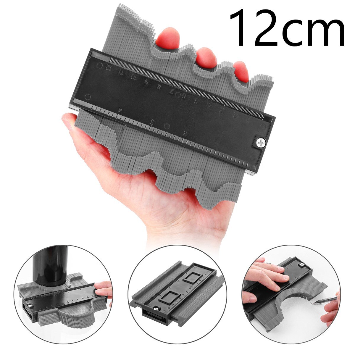 12/14/25cm Contour Gauge Plastic Profile Copy Contour Gauges Standard Wood Marking Tool Tiling Laminate Tiles General Tools: 12cm grey