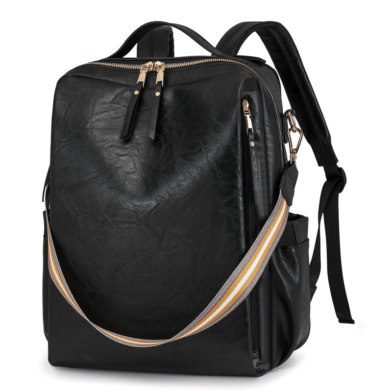 Bestseller! Vintage PU-leren rugzak voor dames - Retro schoudertas met meerdere zakken, laptophoes en verstelbare bandjes