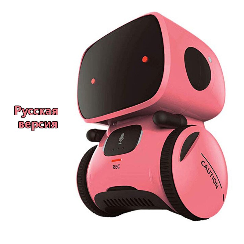 Russian Language toy Cute robot voice control Dance Sing Repeating Recorder Touch Control Intelligent Robot for kids: Russian pink