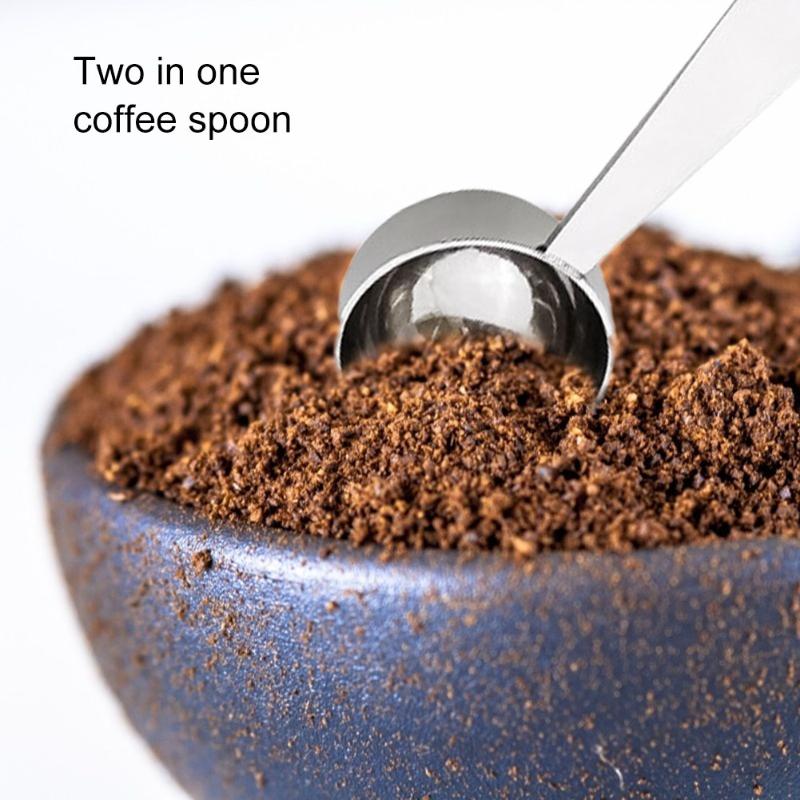 2 in 1 Coffee beans Spoon Coffe Measuring Tamping Scoop Coffee Tamper Black Espresso Stand Kitchen Bar Coffee&Tea Tools