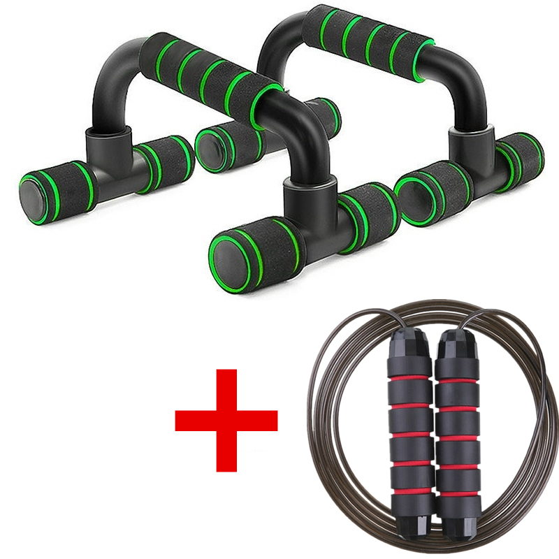 Push Up Stand Portable Fitness Equipment Rack Gym Sport Bodybuilding Exercise At Home Calisthenics Horizontal Bar Push-ups Board: Green jump rope