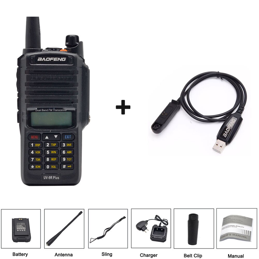 High Power Baofeng UV-9R Plus Twee Manier Radio Waterdichte IP67 Walkie Talkie Dual Band Psp Lange Bereik UV9R plus Draagbare radio: add-cab