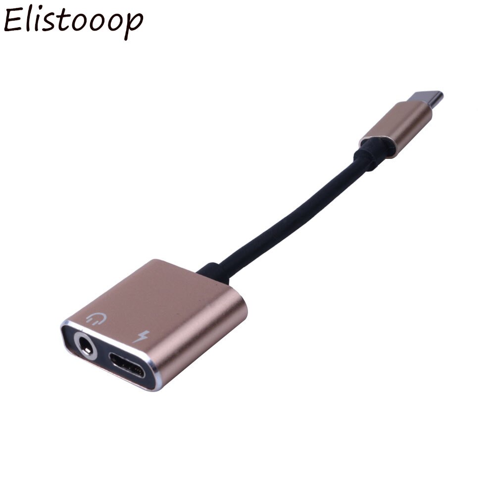 Usb Type C Naar 3.5 Mm Koptelefoon Jack Adapter Audio Kabel Converter Splitter Type-C Om Type-C adapter: Goud