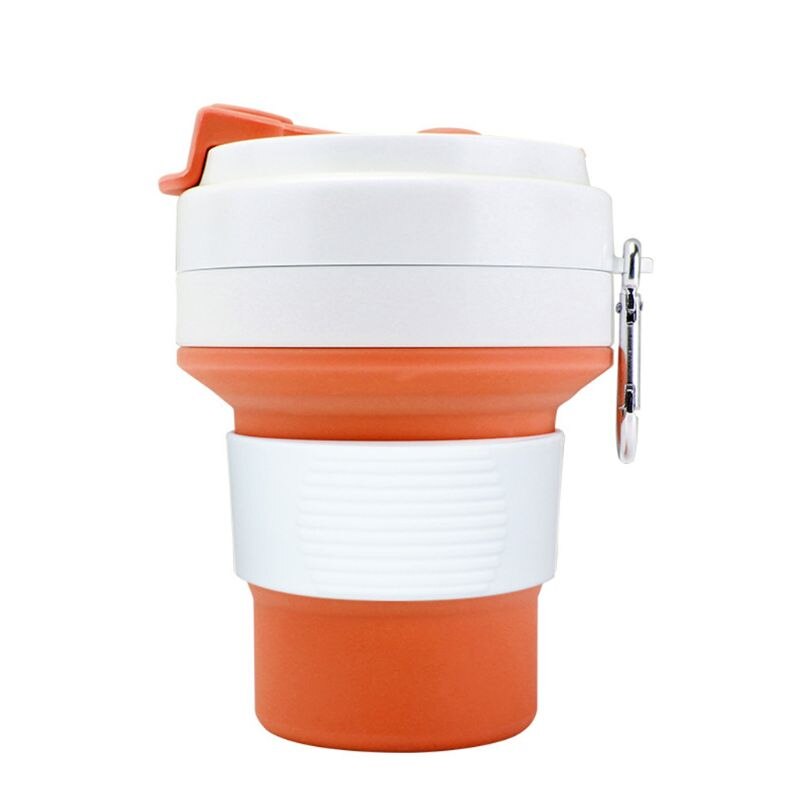 Siliconen opvouwbare reisbeker opvouwbare koffiemok drinkbeker met verstelbare inhoud lichtgewicht bpa voor reizen kamperen: Oranje