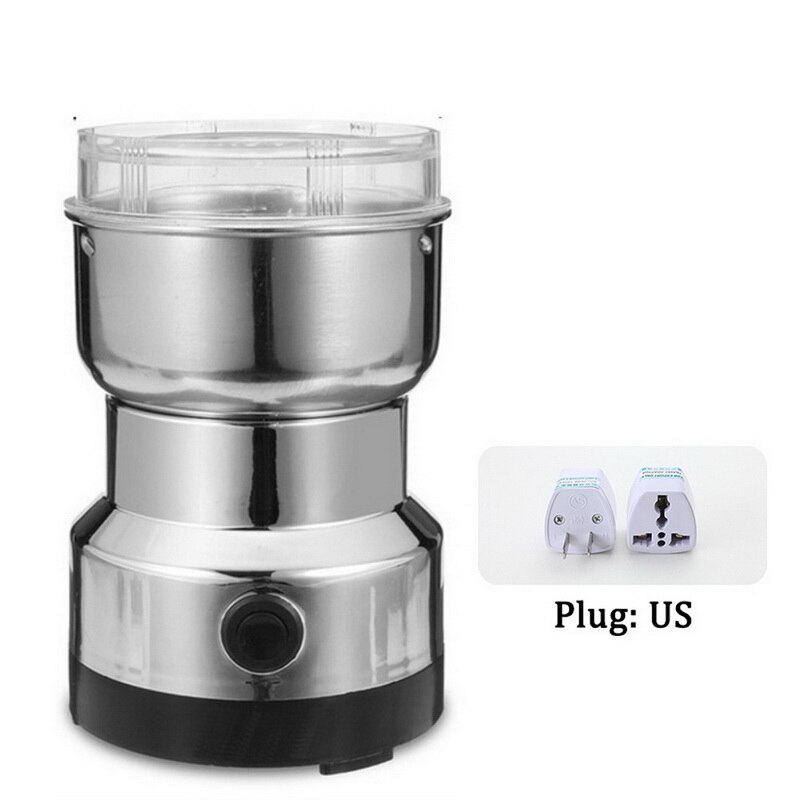 Molinillo Eléctrico de granos de café con enchufe UE/UK/US/AU, molinillo de granos de cereales para cocina, nueces, especias, molienda, máquina de café doméstica: US plug black