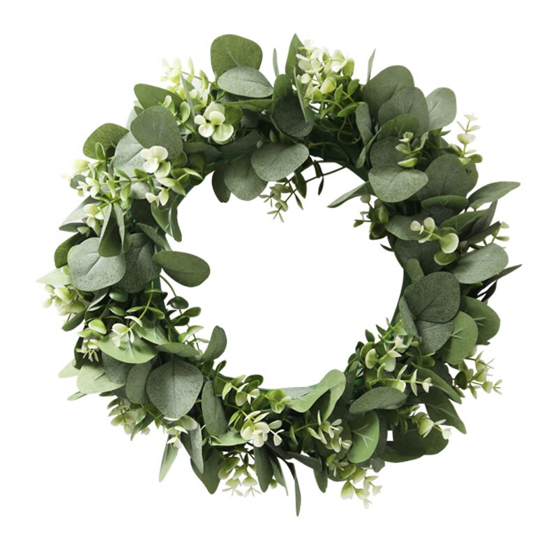 Green Eucalyptus Wreath Artificial Eucalyptus Leaves Wreath Spring Summer Greenery Wreath for Front Door Garden Outside Decor