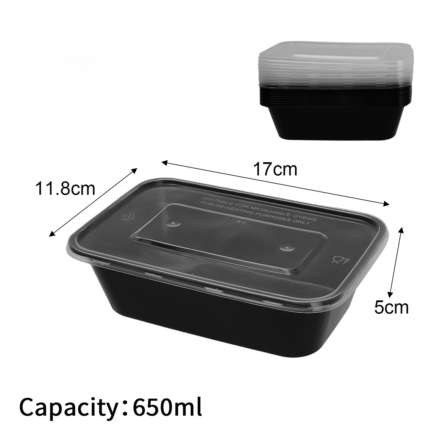 Wegwerp lunchbox Plastic voedselcontainers Zwart fruit Groenten Dozen met deksel voor salades Sandwiches Keukenopslaggereedschap: Zilver / 2 stuks