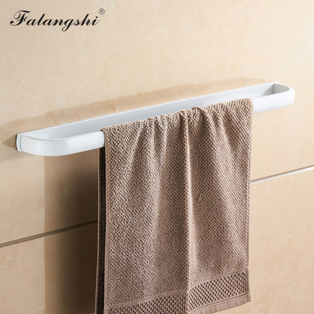 Falangshi messing enkelt håndklædestang håndklædeholder sort / hvid / gylden / krom væghåndklædebøjle badeværelse tilbehør  wb8704