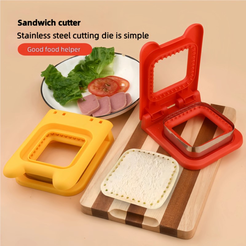 Sandwich Cutter and Sealer Flip Sandwich Cutting Tool for Kids Lunch Stainless Steel Blade Circular Sandwich Bread Toast Mold