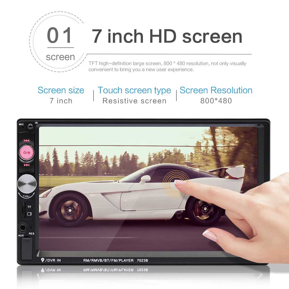 7023B 7 Zoll 2 Lärm Auto MP5 / MP3 Bluetooth Spieler Karte Inserter U Disk Radio praktisch verbinden mit 4/8 LED Hinten Kamera