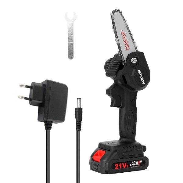 KKmoon-Mini Sierra de poda eléctrica para madera, motosierra recargable de empalme de madera pequeña, herramienta de carpintería para 1 mano, para registro de huerto y jardín: 1 Battery EU