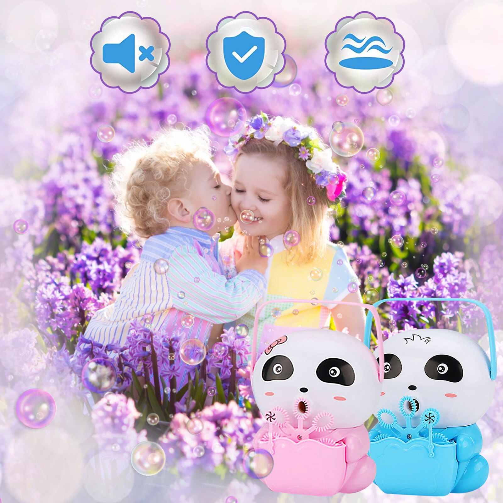 Leuke Panda Automatische Bubble Machine Draagbare Bubble Blower Cartoon Dieren Bubble Machine Licht Muziek Bubble Blazen 100Ml