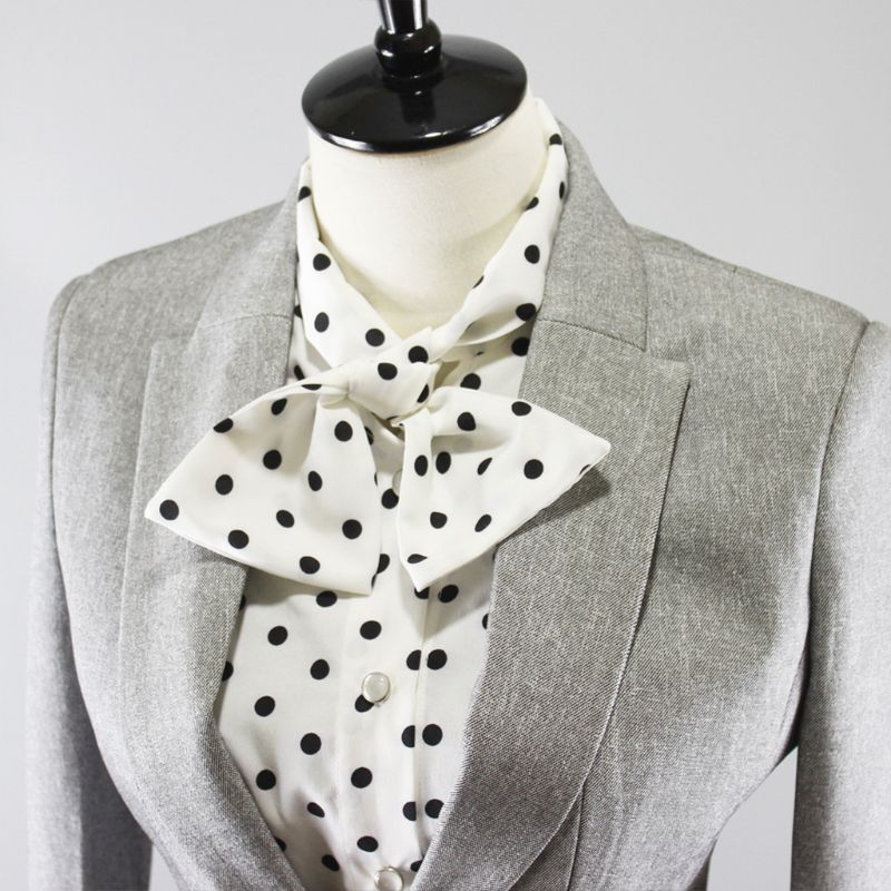 Vrouwen Classic Bowtie Nep Kraag Ketting Polka Dot Afneembare Half-Shirt Blouse 85WB