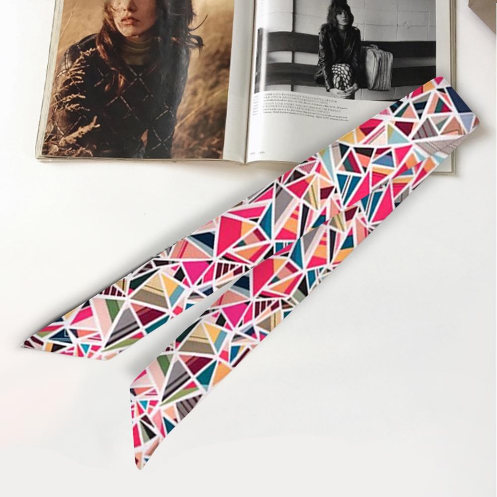 95cm*5cm Women Small Silk Long Scarf Irregular Printed Twill Skinny Scarves Hand Bag Ribbons Cloth Accessories: B