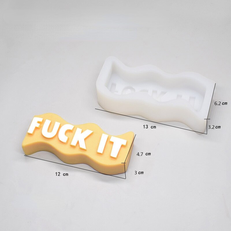 Moules à bougies en Silicone polyvalents, salutations anglaises créatives, pour plâtre, savon, mots anglais, bricolage: FUCK IT