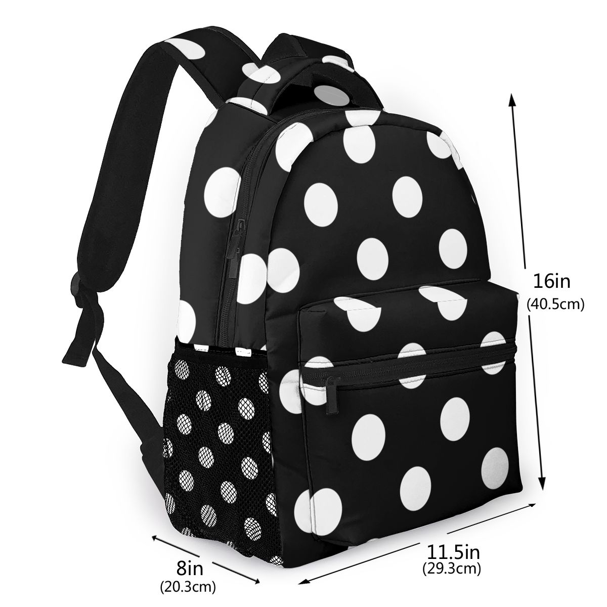 Black White Polka Dot Students Travel School Bags Backpack Womens Female Casual Backpacks