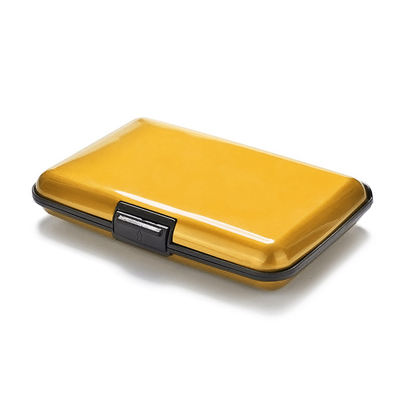 Funda rígida de aluminio de Metal con bloqueo de tarjeta de crédito, tarjetero con protección anti-rfid para escanear, tarjetero Feminina Masculina: yellow