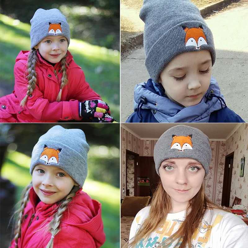 Sød rævebroderi strikhue vinter mand kvinde kasket solid strikket unisex uldblandinger blød varm hue piger drenge kasket