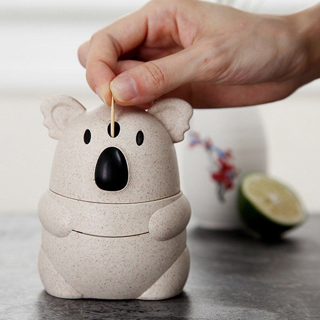 Cartoon Straw Toothpick Box Container Dispenser Manual Pressing Toothpick Tube Box Eco-friendly Animals Cute Toothpick Dispenser