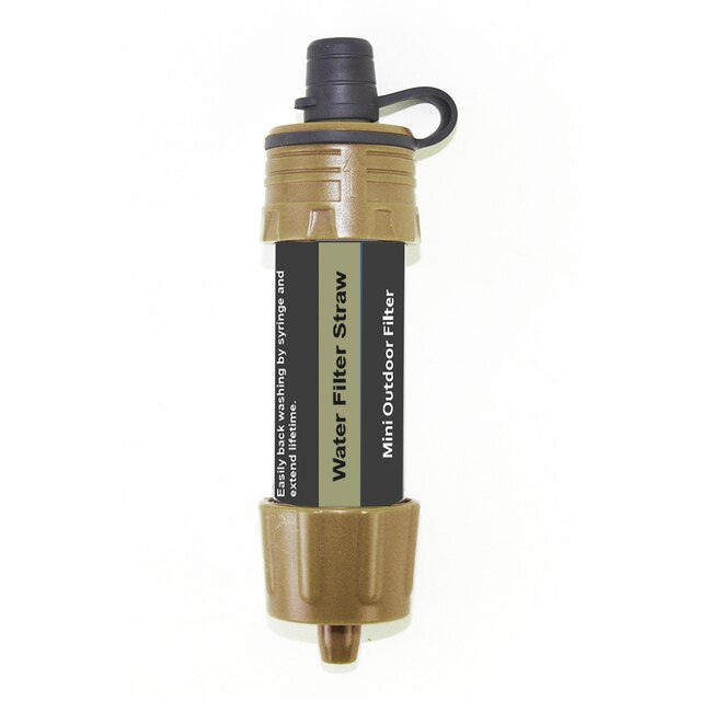 Outdoor Waterzuiveraar Persoonlijke Emergency Water Filter Verbeteren Water Mini Draagbare Filter Outdoor Activiteiten: Army Green
