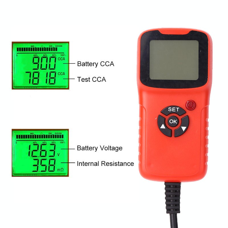12V Car Battery Tester Vehicle Car LCD Battery Test Analyzer Auto System Analyzer Voltage ohm CCA Test Diagnostic Tools