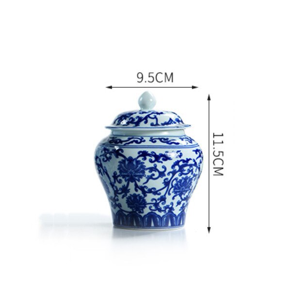 Blue and White Porcelain Tea Caddy Ceramic Simple Candy Coffee Storage Tank with Lid Large Sealed Cans Household Spice Jar: S