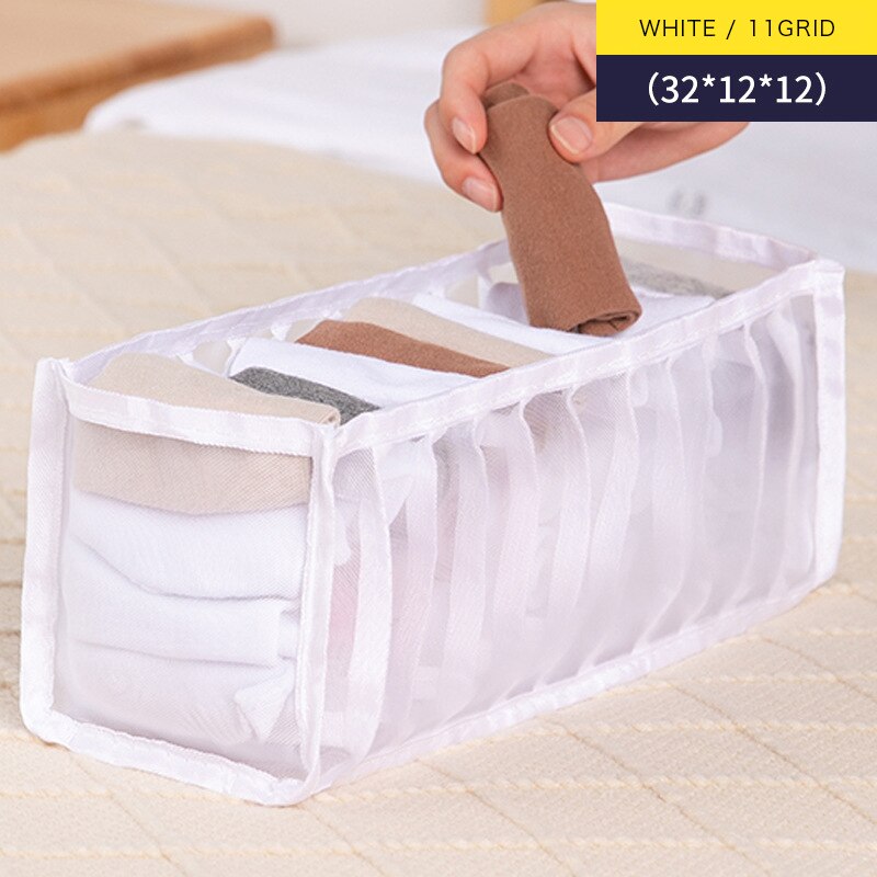 Unterwäsche Bh Veranstalter Lagerung Kasten Schrank Organisatoren Kleiderschrank Hause Schals Socken Teiler Boxen Organisation Schublade Schlafsaal: Weiß 11 Gitter