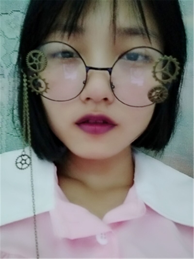 Vrouwen Lolita Steampunk Bril Retro Gear Chain Ronde Bril Brillen Retro Harajuku Decoratie Eyewear Punk Gothic Cosplay Prop
