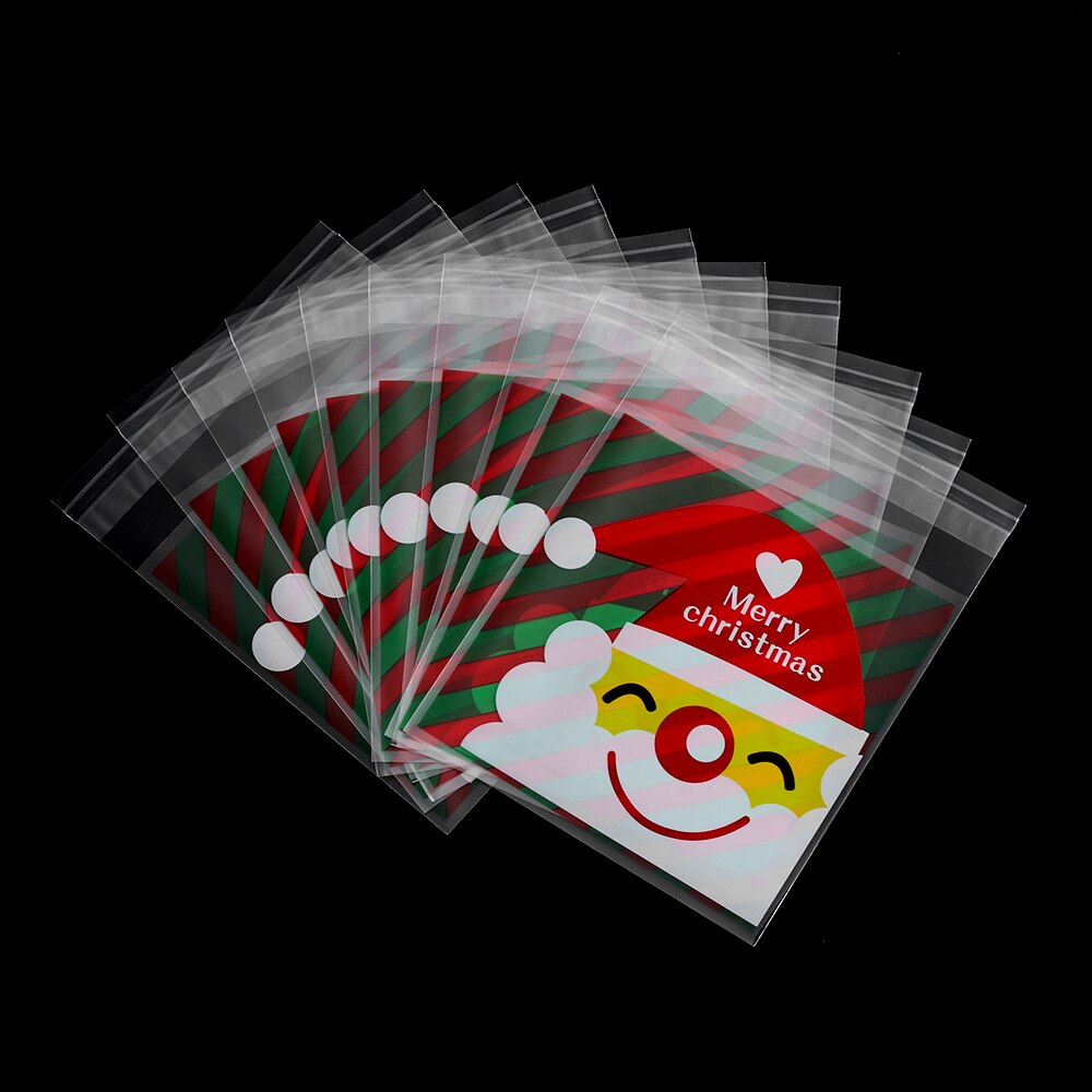 50 stuks vrolijke kerstzakjes bakzakken cartoon kerstman sneeuwpop snack plastic snoepzakjes zelfklevende zak opbergzak: 2