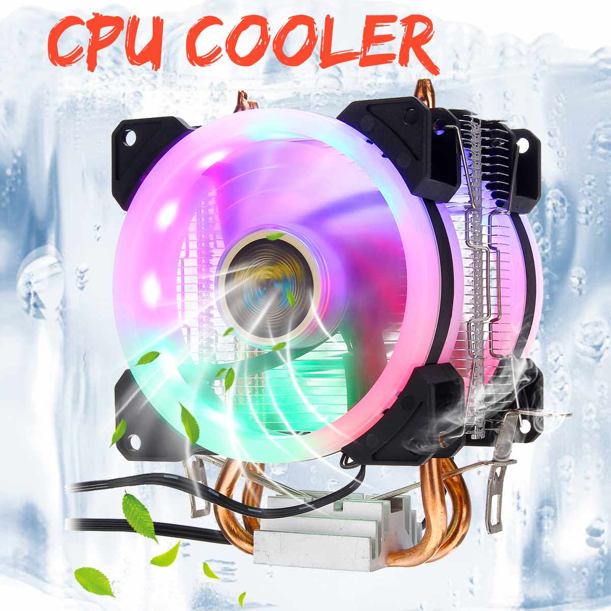 Dc 12V 3/4Pin Cpu Cooler Fan Kleurrijke Backlight 90 Mm Cpu Koelventilator Pc Heatsink Cooler Voor intel/Amd Voor Pc Computer Case Fan: 5 light 2 fan