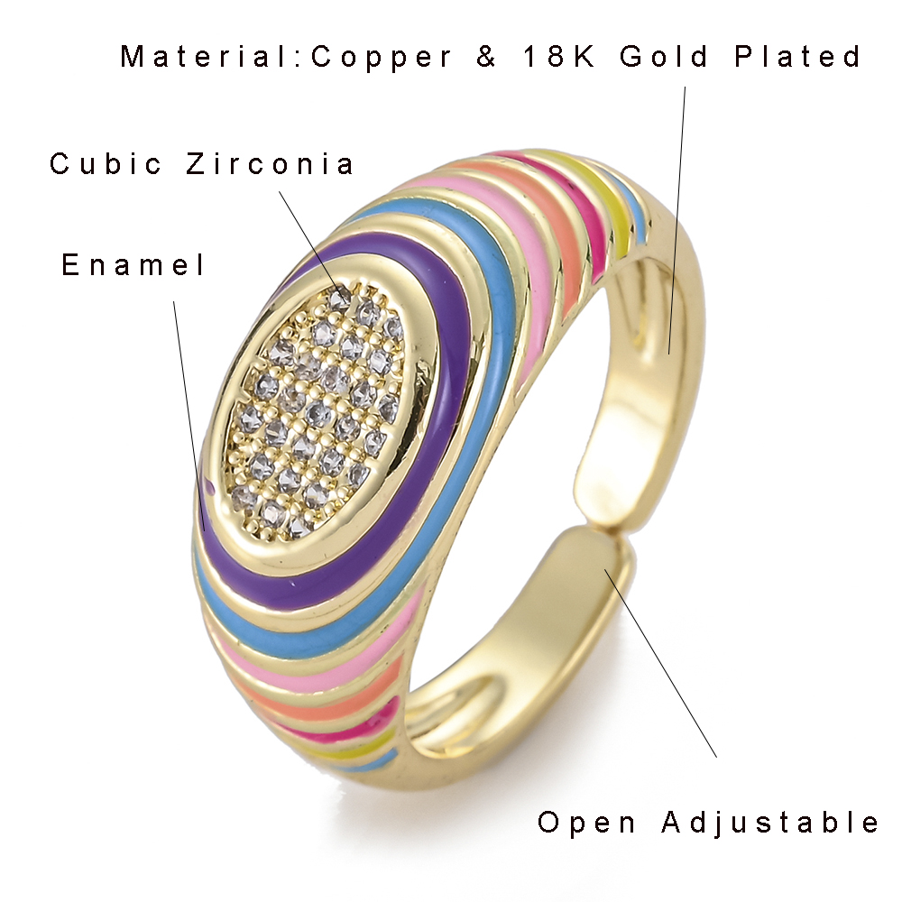 Rainbow Enamel Druipend Olie Ster Hart Ringen Voor Vrouwen Koper Goud Kleur Zirconia Punk Ringen Trendy Sieraden Verstelbare