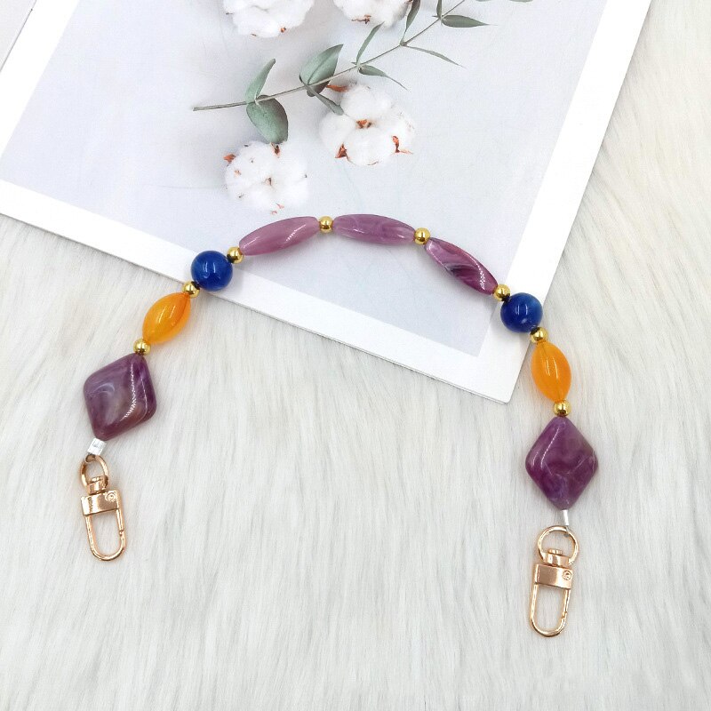Woman Handbag Accessories Acrylic Resin Bag Chain Colorful Bead Pearl DIY Replacement Detachable Cute Purse Bag Handle Strap: NO.1