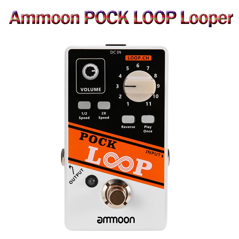 Ammoon stereo looper loop record guitar effekt pedal 10 uafhængige loops max 10 min optagetid guitar pedal guitar tilbehør: Ammoon lommeløkke
