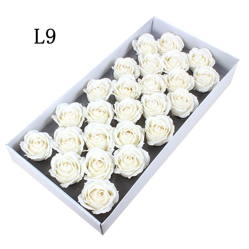 25 stk stor størrelse sæbe roser blomster hoved ægte touch sæbe roser kunstige blomster til gør-det-selv bryllup hjemmedekoration: L9