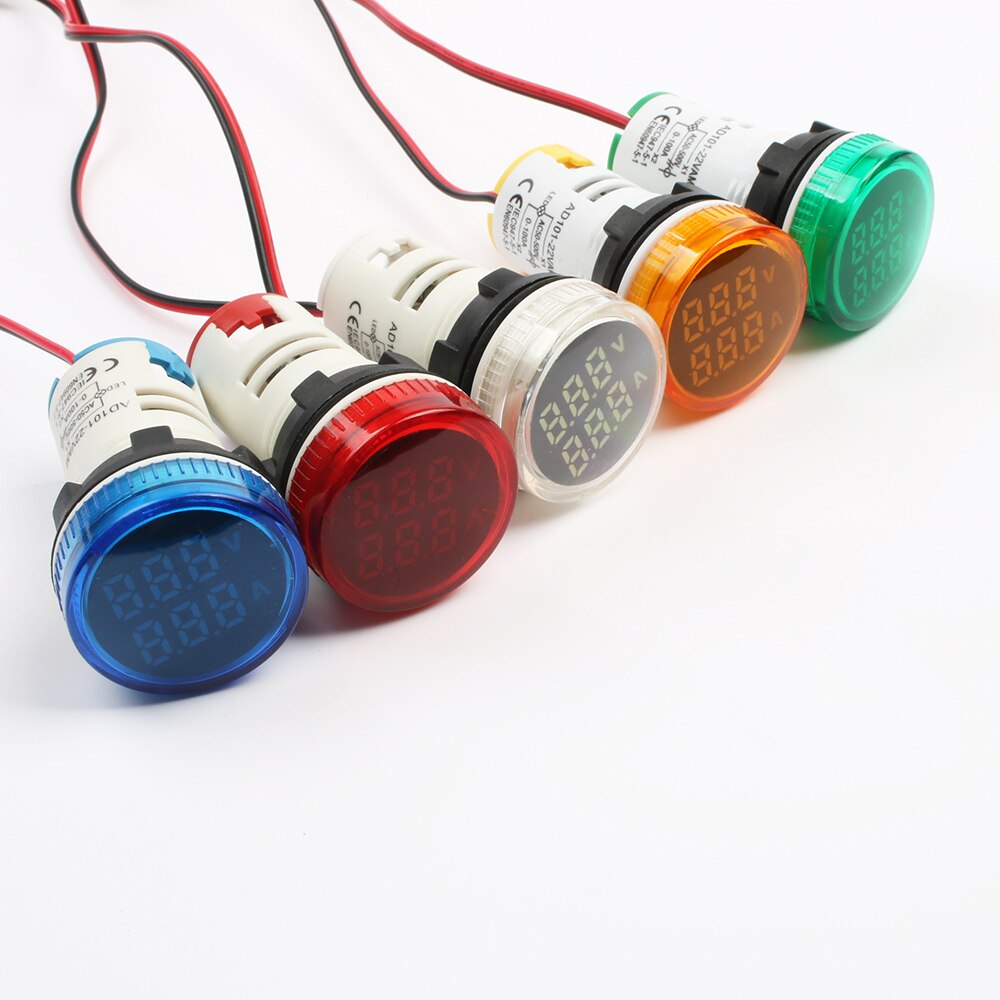 Mini Digitale Voltmeter Amperemeter 22Mm Ac 60-500V 0-100A Amp Volt Voltage Tester Meter Dual Led Indicator pilot Lamp Licht