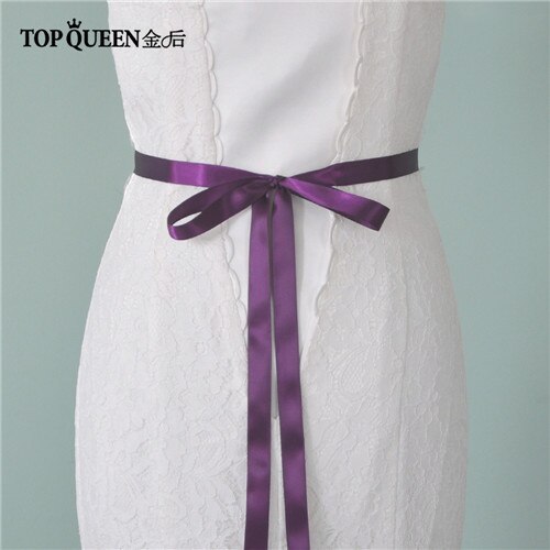 TOPQUEEN S375-S Wedding Dress Belts Bridal Waist Belt Dress Satin Ribbon Belt Indian Beaded Belt Luxury Rhinstone Dress Belts: purple