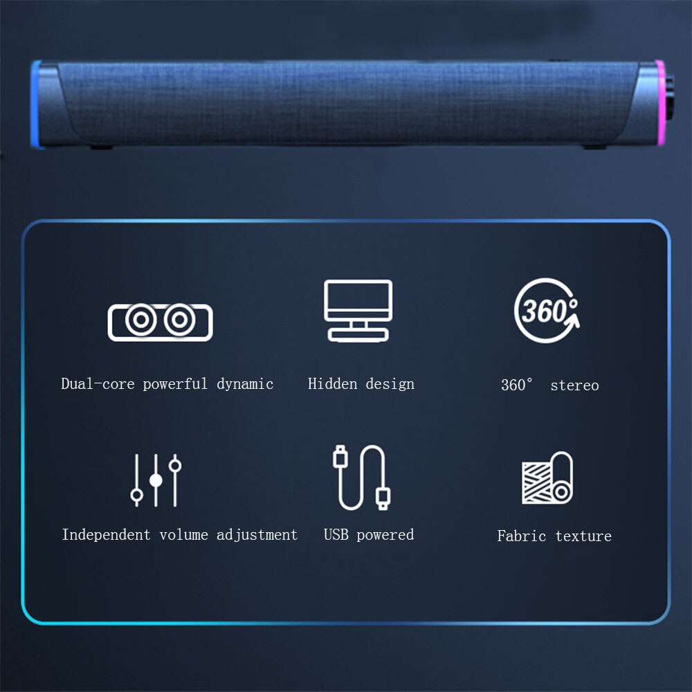 3D Computer Speakers Bluetooth 5.0 Wired Loudspeaker Surround Soundbar Speaker Stereo Subwoofer Sound bar for Laptop Notebook PC