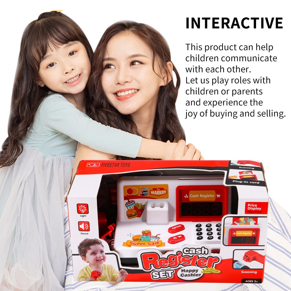 Caja Registradora de juguete de supermercado para niños, juego de simulación, juguetes de inteligencia para aprendizaje y educación