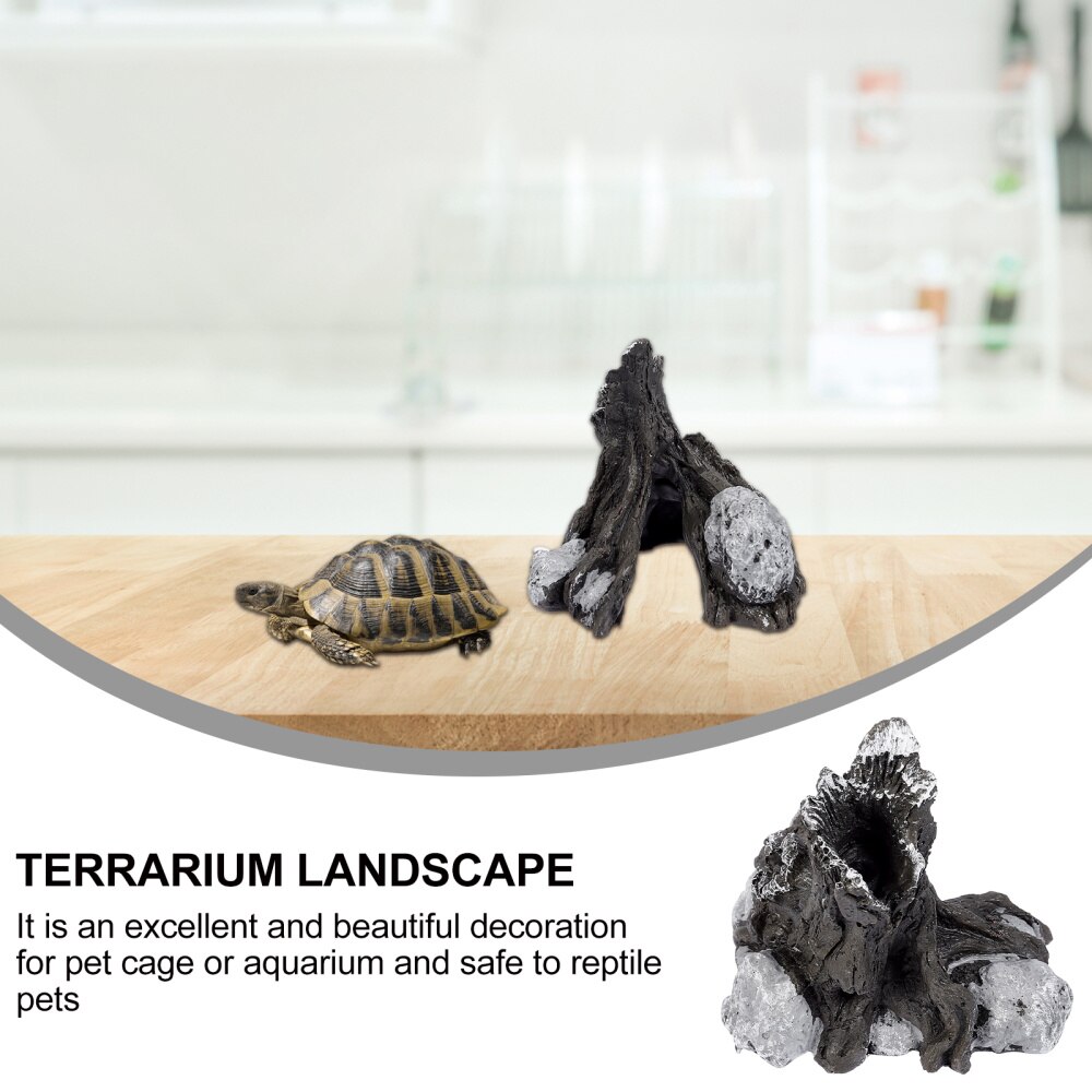 Reptile Terrarium Hiding Hut Lizard Dragon Beard Cage Hideout Landscape Habitat