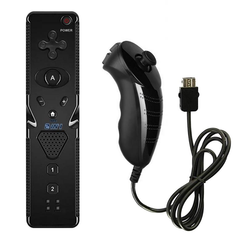 Nunchuk 2 en 1 con Motion Plus para Nintendo Wii, mando a distancia: black New Model