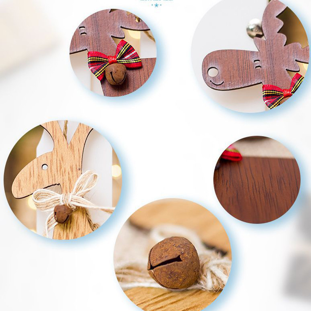 Jul hjort trä hängen prydnadsföremål för julgran diy prydnad julfest dekorationer barn hängande prydnadssaker